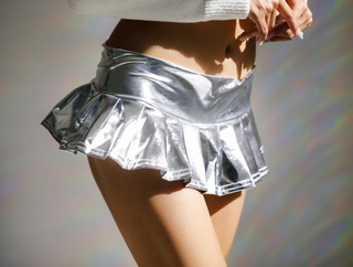 限界メタリックプリーツミニ　シルバー